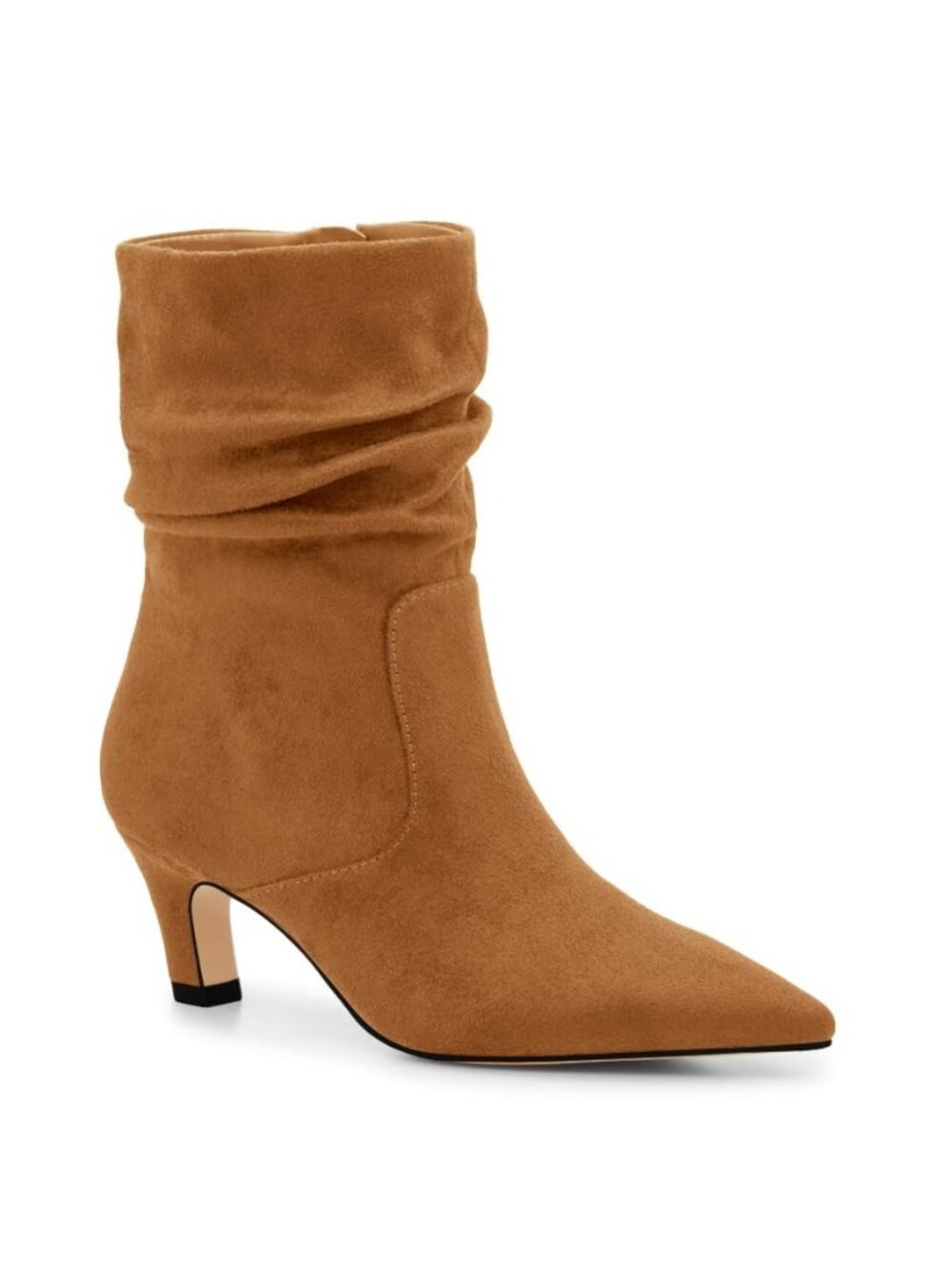Women's Slouchy Ankle Boots Low Kitten Heel Pointed Toe Booties Side Zipper Fall